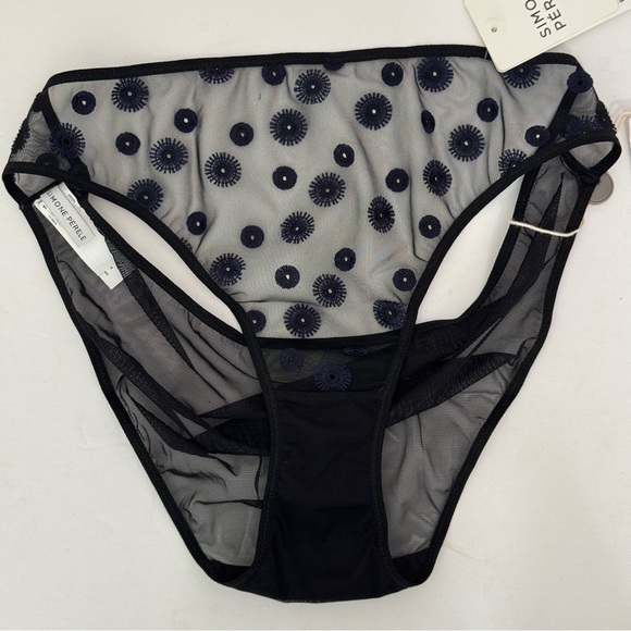NWT SIMONE PERELE Cassie Embroidered Sheer Bikini Panties Navy Purple Size L - Picture 8 of 16
